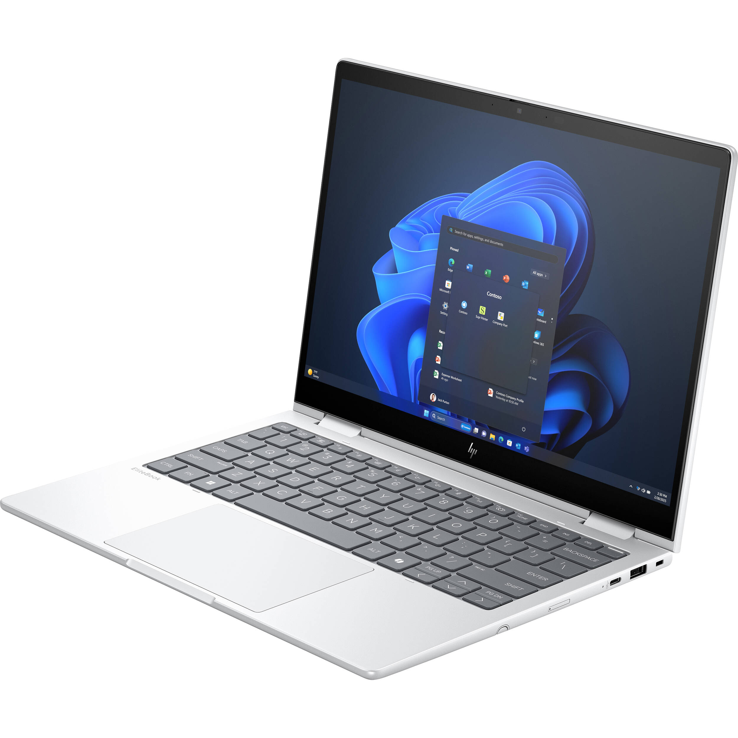 HP EliteBook 8 Flip G1i 13-inch 2-in-1 laptop with touchscreen, silver business chassis, and convertible hinge — view 4
