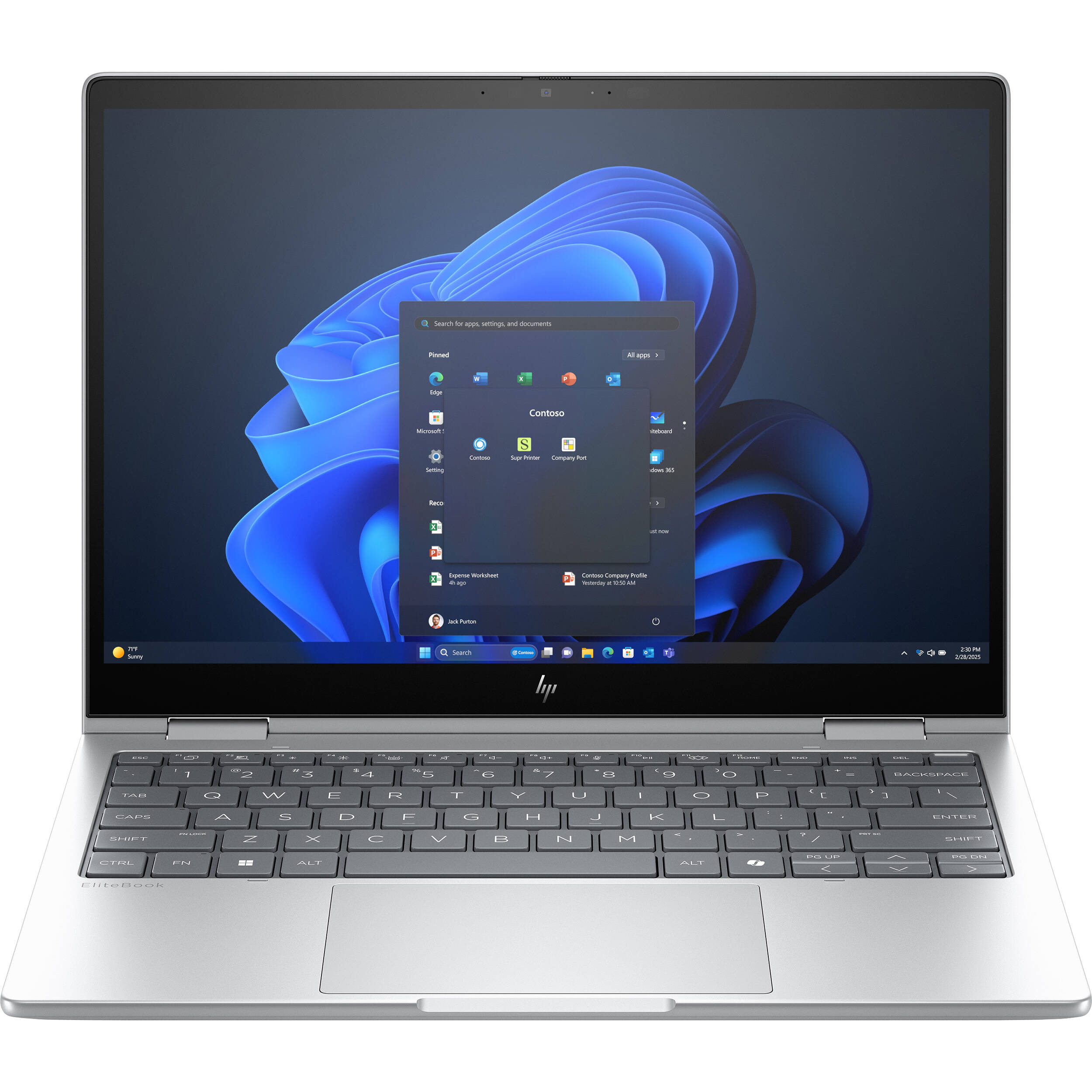 HP EliteBook 8 Flip G1i 13-inch 2-in-1 laptop with touchscreen, silver business chassis, and convertible hinge — view 6
