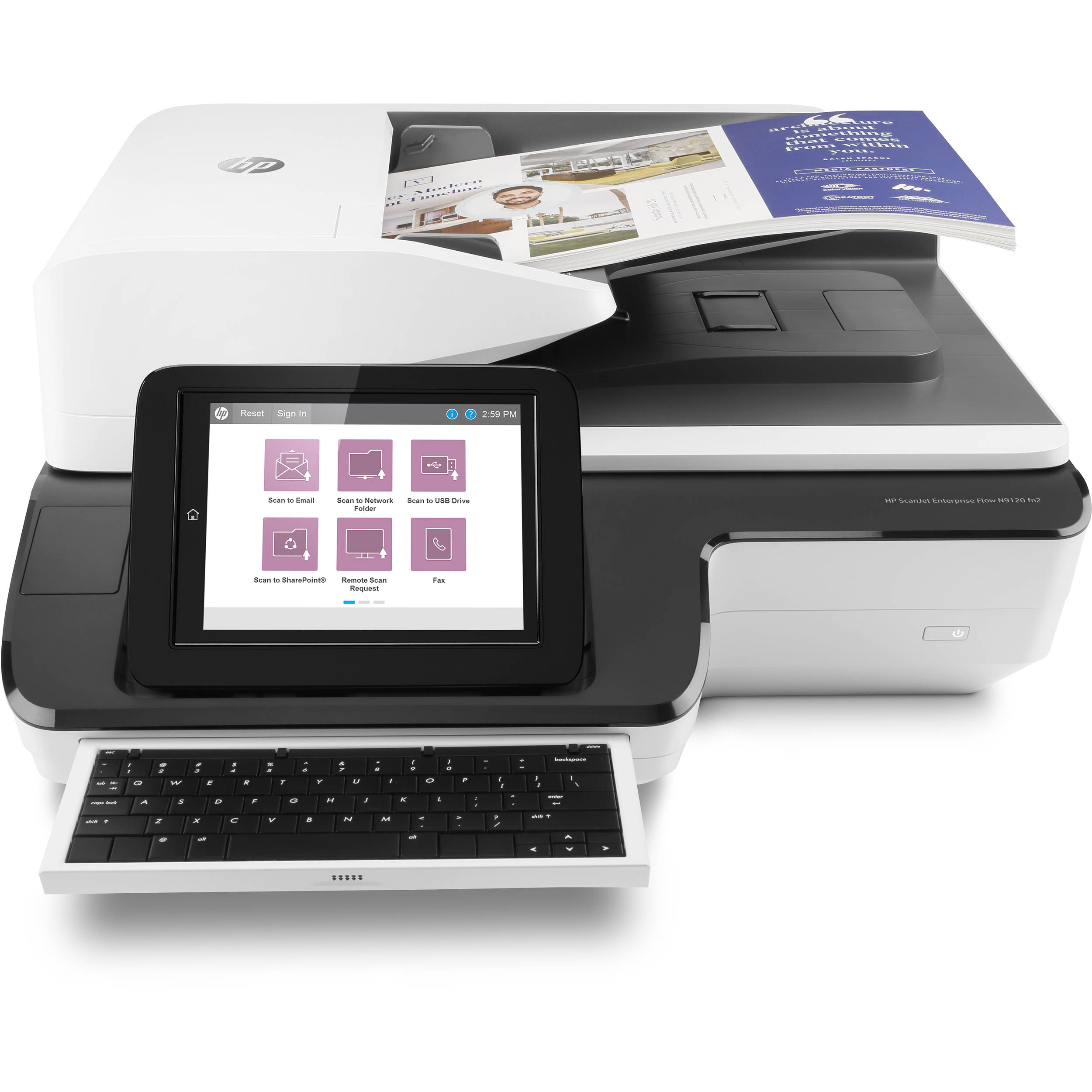 HP ScanJet Ent Flow N9120 fn2 enterprise flatbed scanner for shared office document capture — view 3