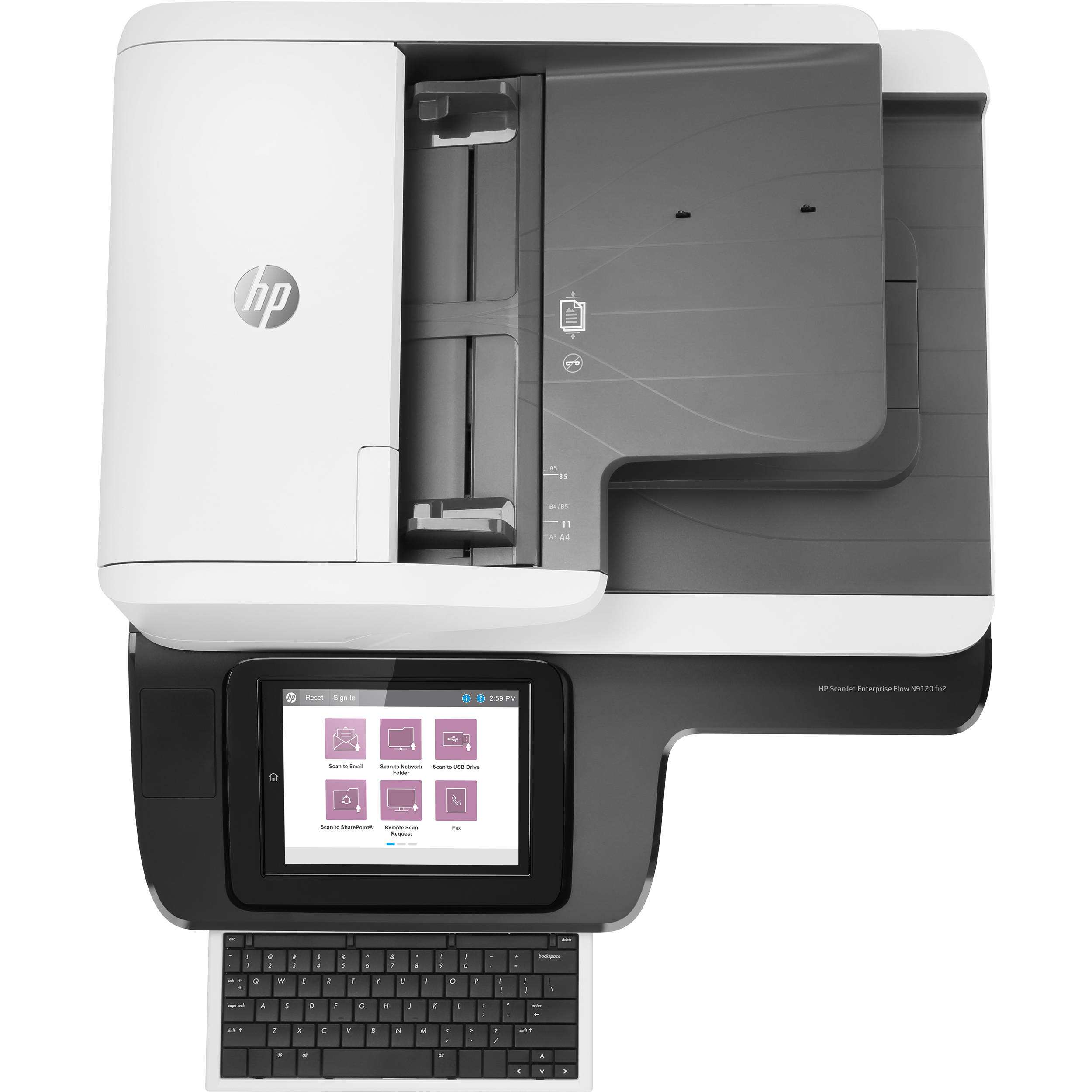 HP ScanJet Ent Flow N9120 fn2 enterprise flatbed scanner for shared office document capture — view 7