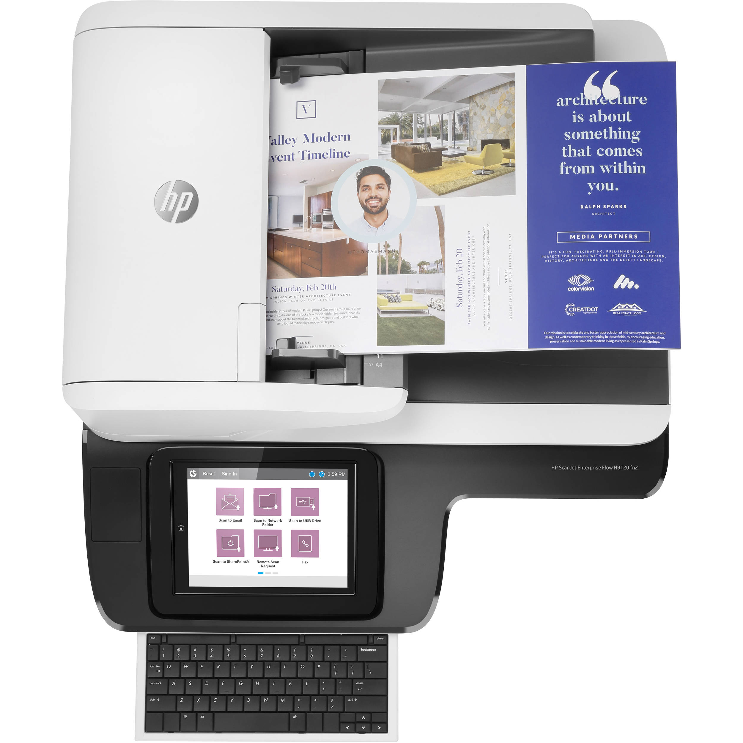 HP ScanJet Ent Flow N9120 fn2 enterprise flatbed scanner for shared office document capture — view 8