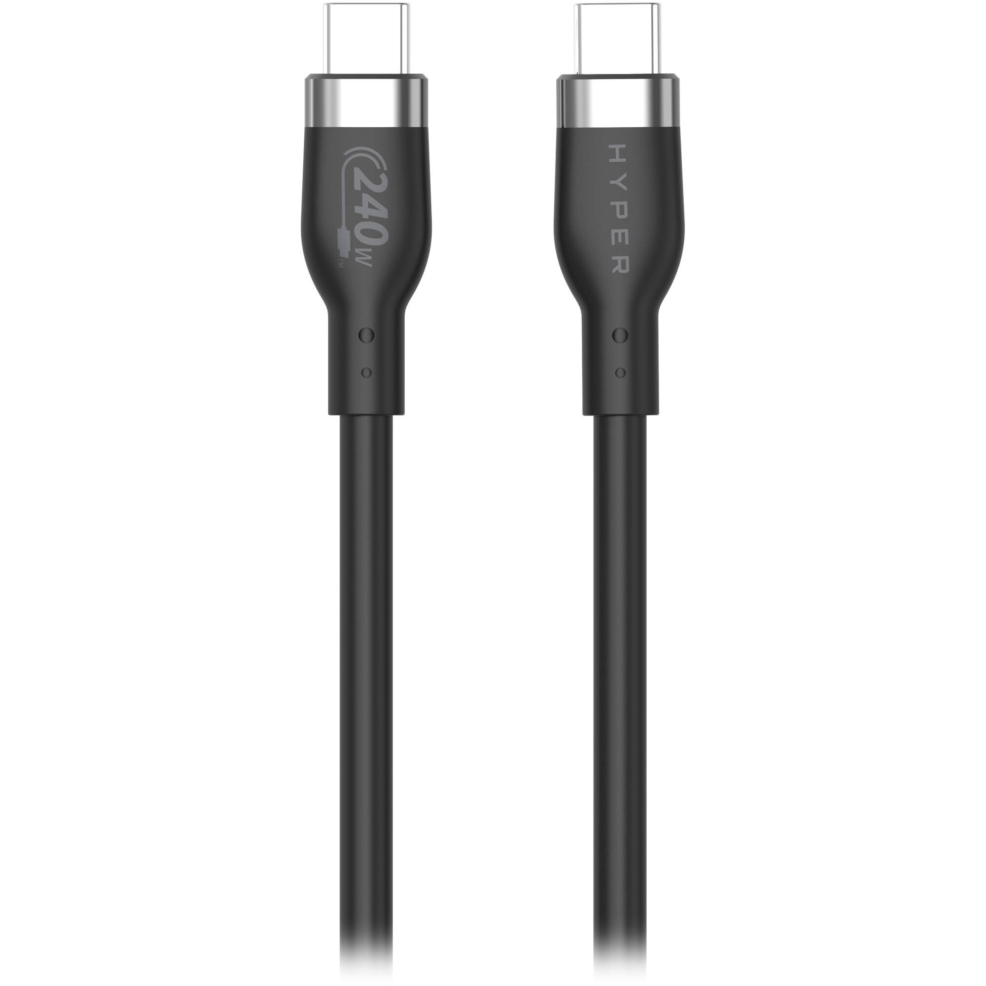 Black 1 m silicone USB-C charging cable rated for 240 W — view 2