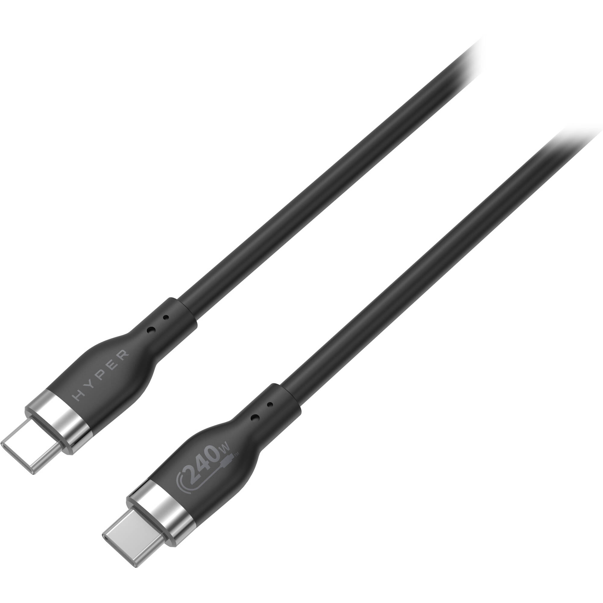 Black 1 m silicone USB-C charging cable rated for 240 W — view 3