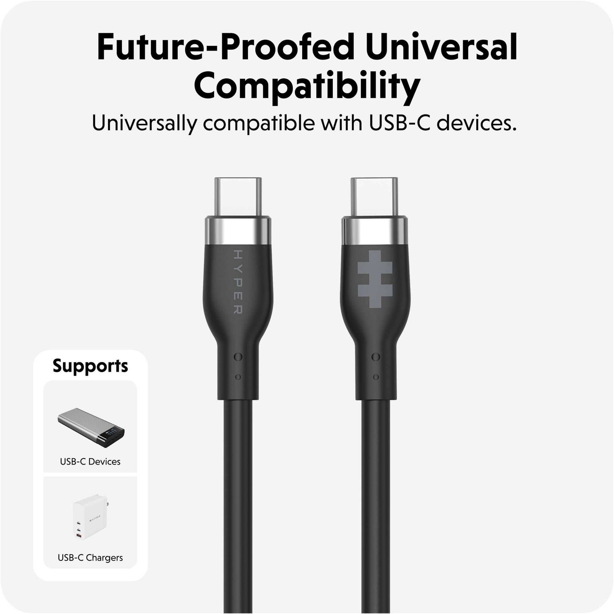 Black 1 m silicone USB-C charging cable rated for 240 W — view 4