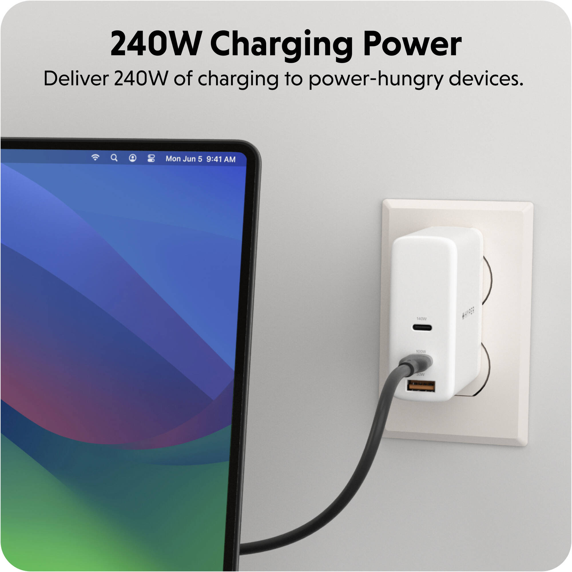 Black 1 m silicone USB-C charging cable rated for 240 W — view 7