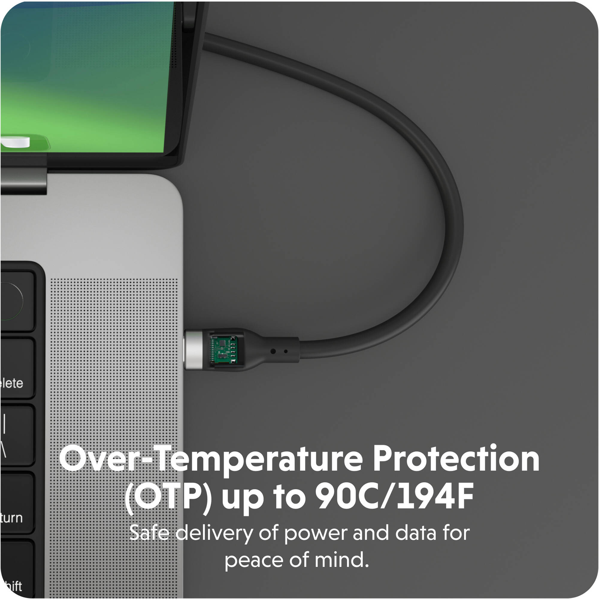 Black 1 m silicone USB-C charging cable rated for 240 W — view 9