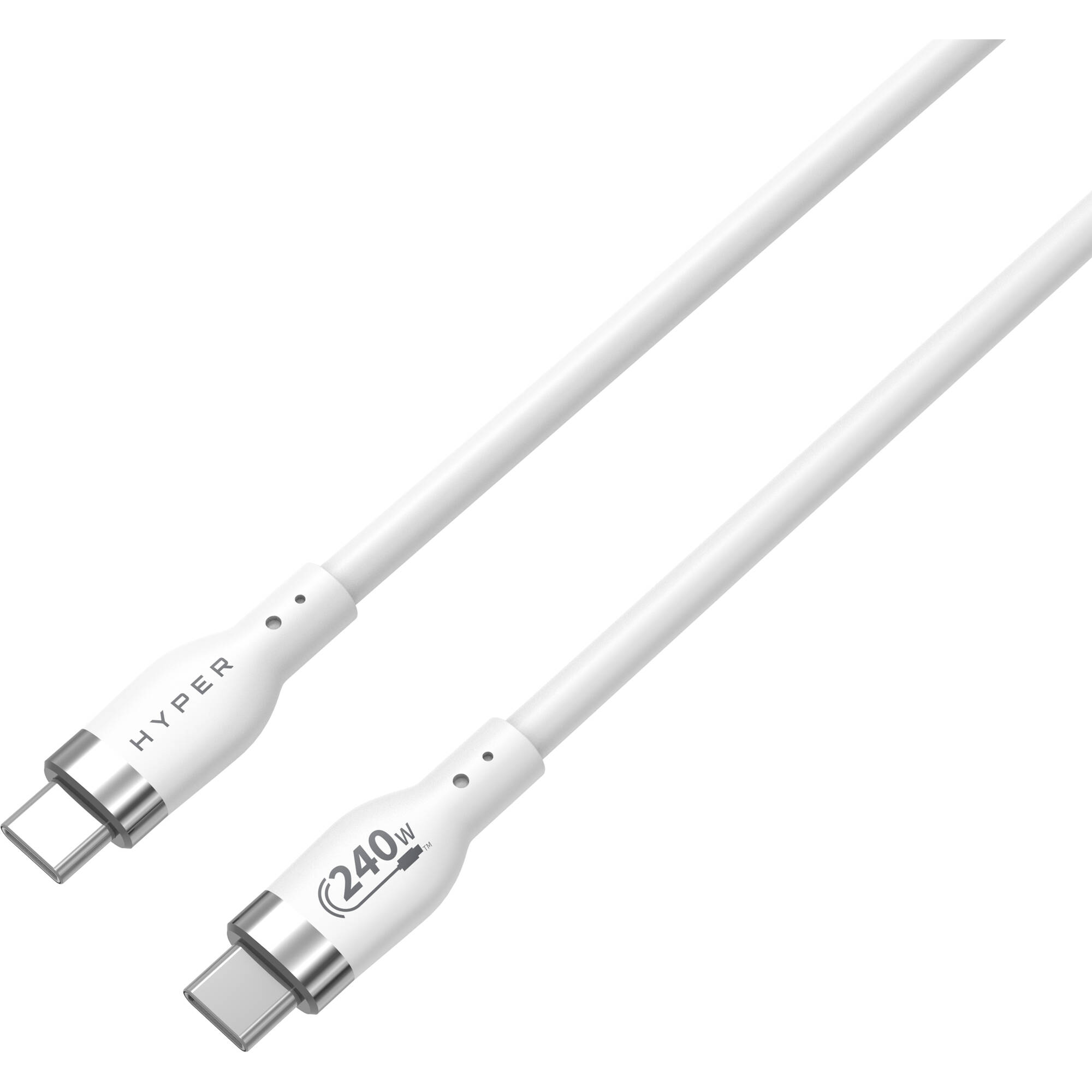 White 1 m silicone USB-C charging cable rated for 240 W power delivery — view 3