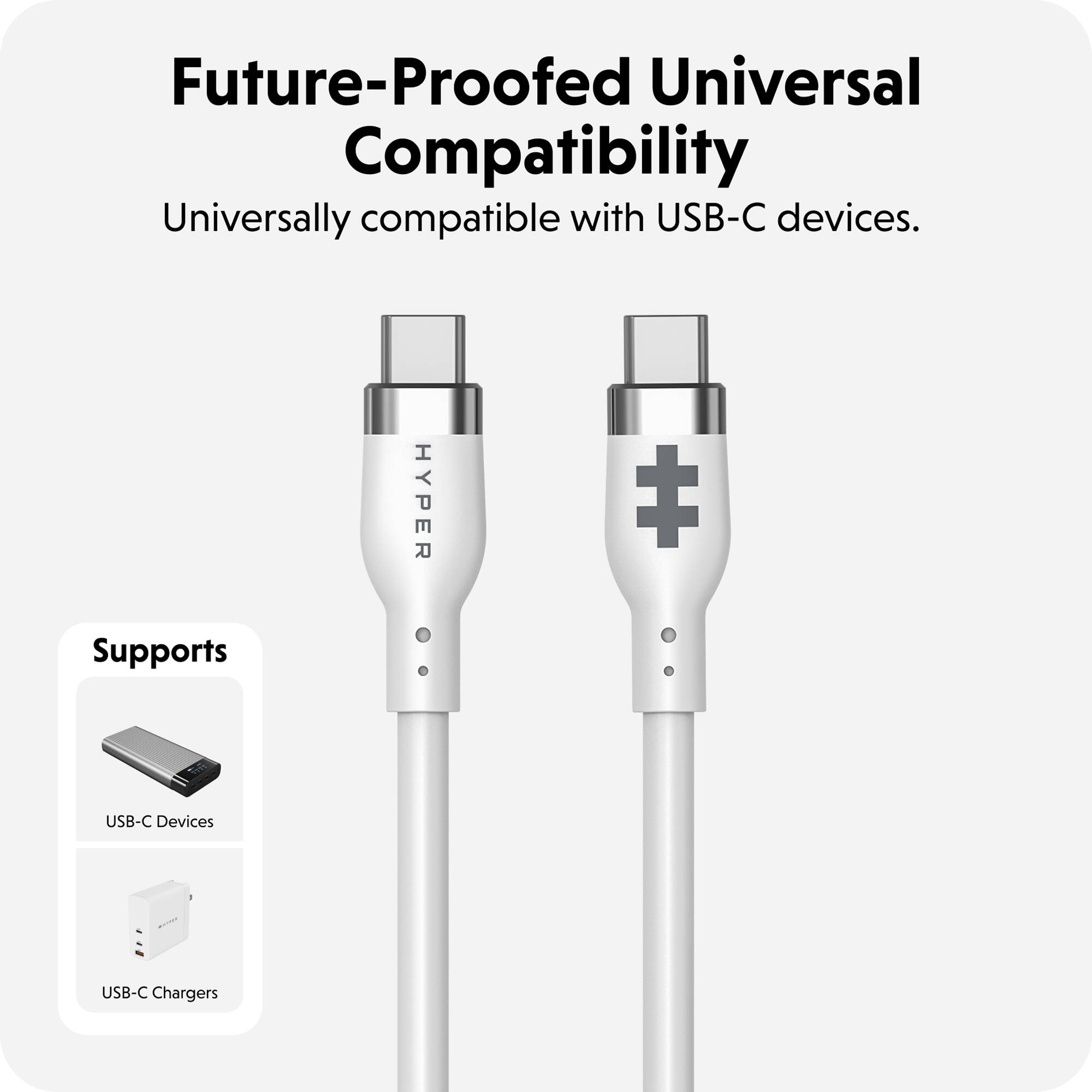 White 1 m silicone USB-C charging cable rated for 240 W power delivery — view 4