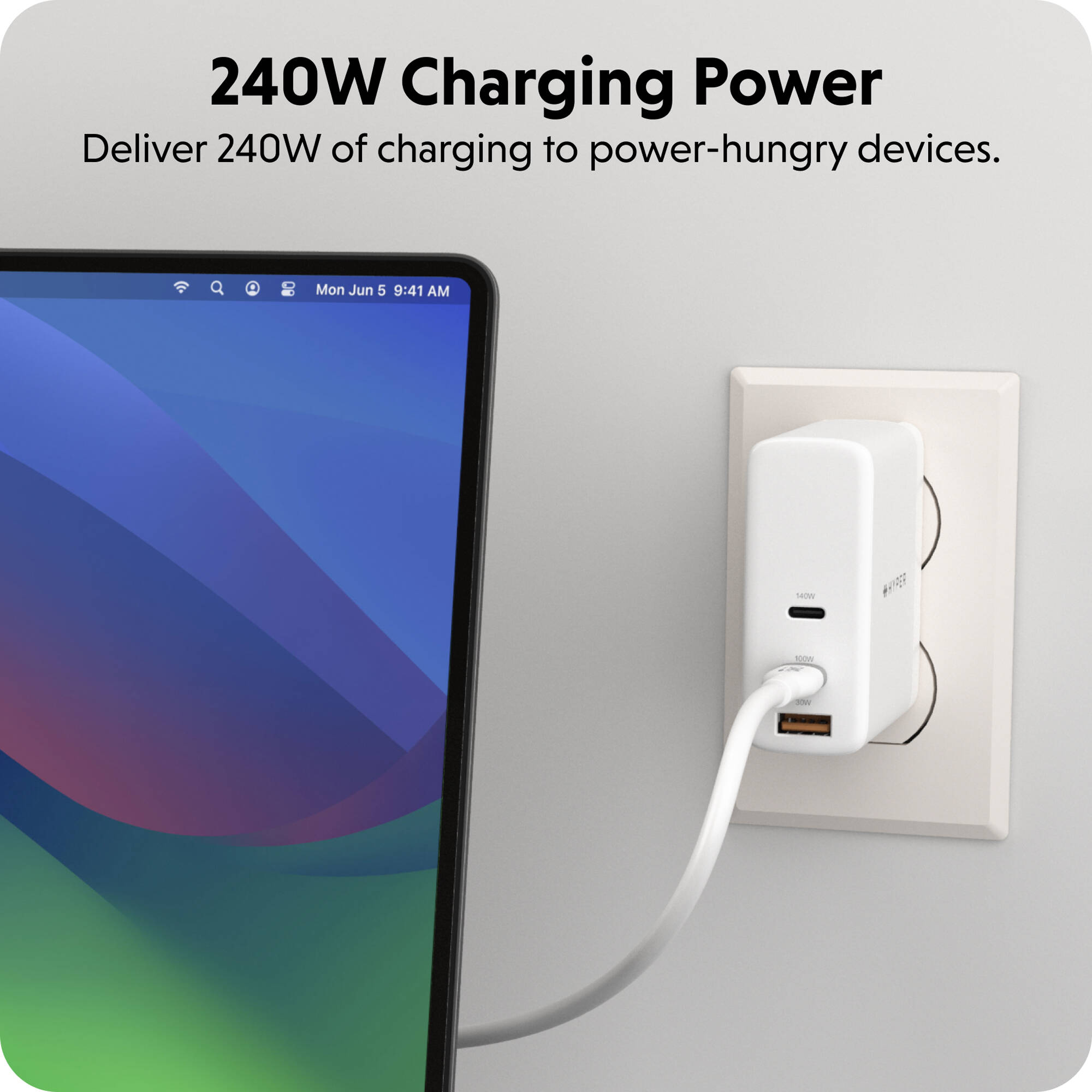 White 1 m silicone USB-C charging cable rated for 240 W power delivery — view 6
