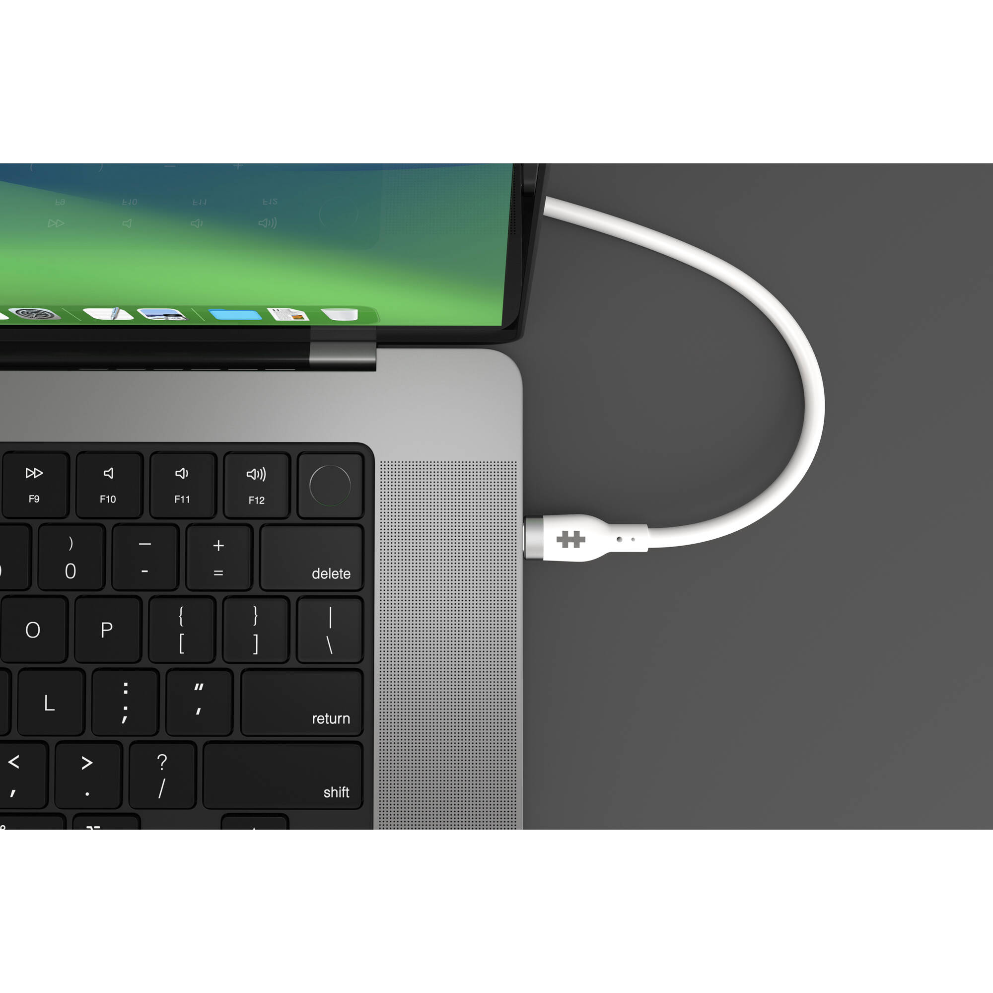White 1 m silicone USB-C charging cable rated for 240 W power delivery — view 8
