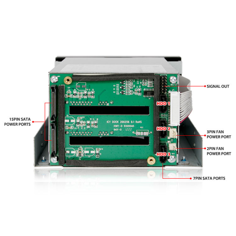 ICY DOCK FATCAGE MB153SP-B 3BAY EZ-TRAY 3.5 SATA HOT-SWAP BACKPLANE CAGE — view 9