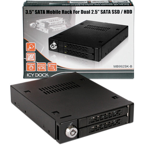 ICY DOCK TOUGHARMOR MB992SK-B metal internal mobile rack for two 2.5-inch drives in a 3.5-inch bay — view 10