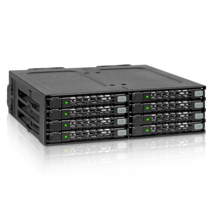 ICY DOCK TOUGHARMOR MB998SP-B metal internal 8-bay 2.5-inch SATA mobile rack with cooling fan — view 2