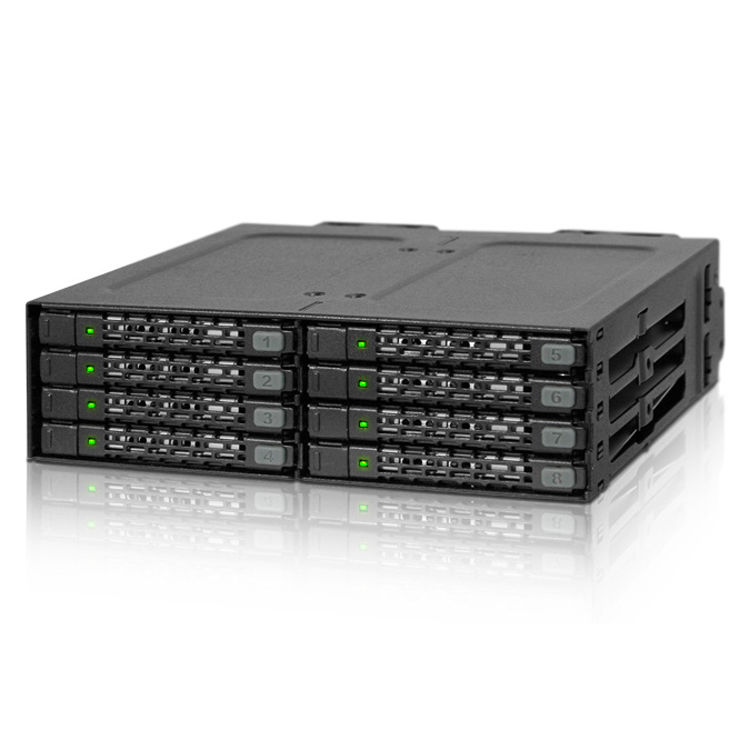ICY DOCK TOUGHARMOR MB998SP-B metal internal 8-bay 2.5-inch SATA mobile rack with cooling fan — view 3