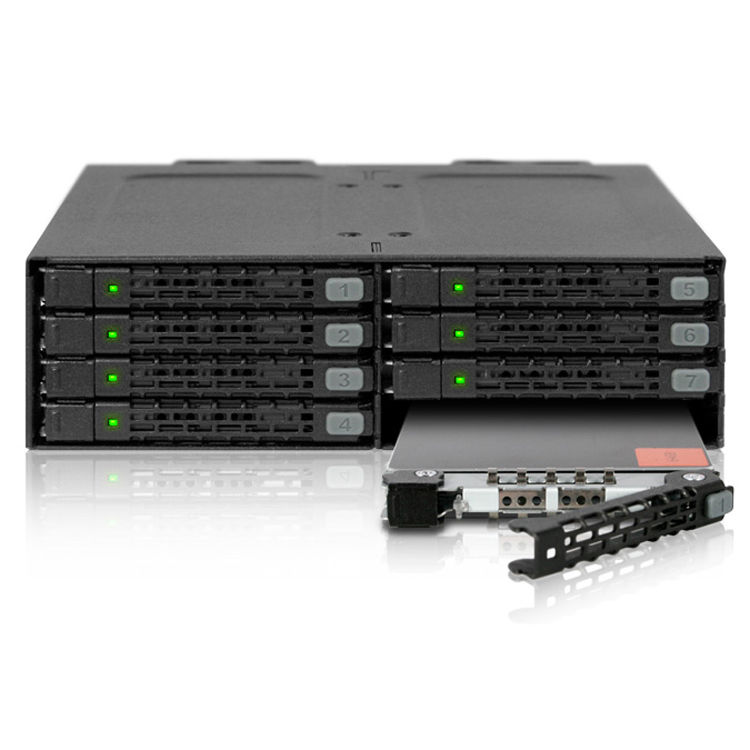 ICY DOCK TOUGHARMOR MB998SP-B metal internal 8-bay 2.5-inch SATA mobile rack with cooling fan — view 4