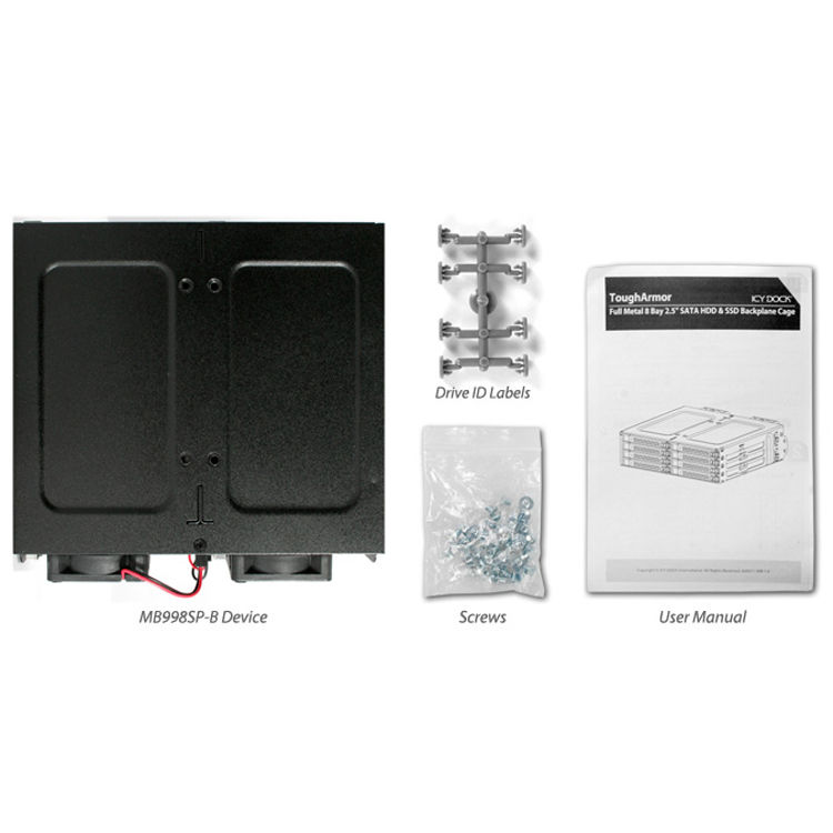 ICY DOCK TOUGHARMOR MB998SP-B metal internal 8-bay 2.5-inch SATA mobile rack with cooling fan — view 9