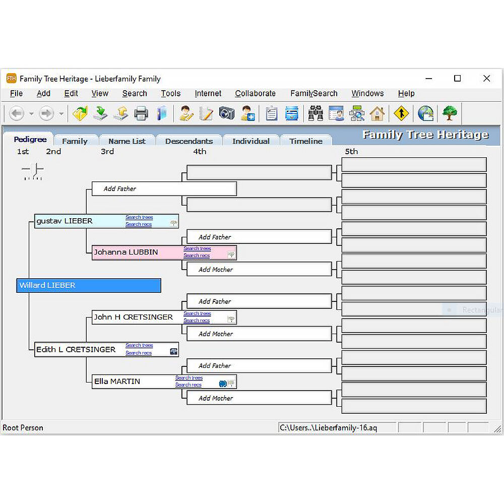 Family Tree Heritage Gold 16 ESD genealogy software — view 3
