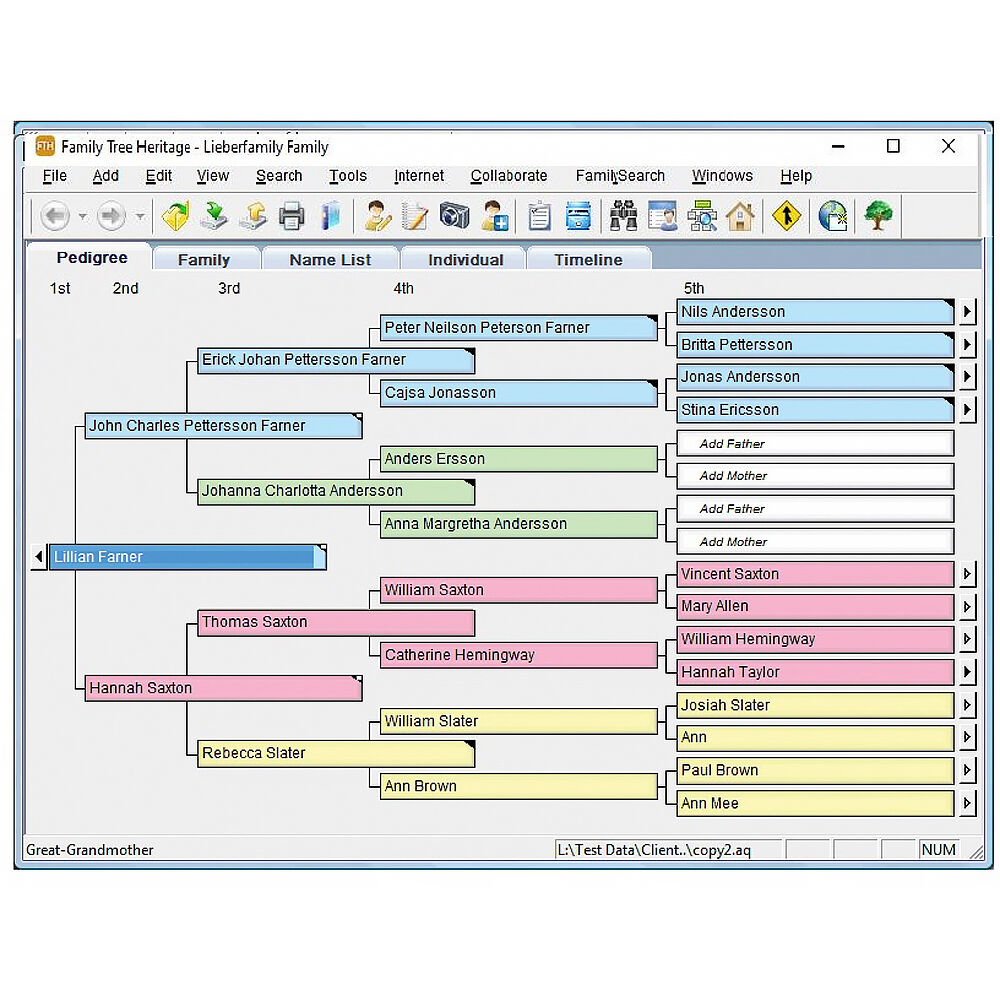 Family Tree Heritage Gold 16 ESD genealogy software — view 5