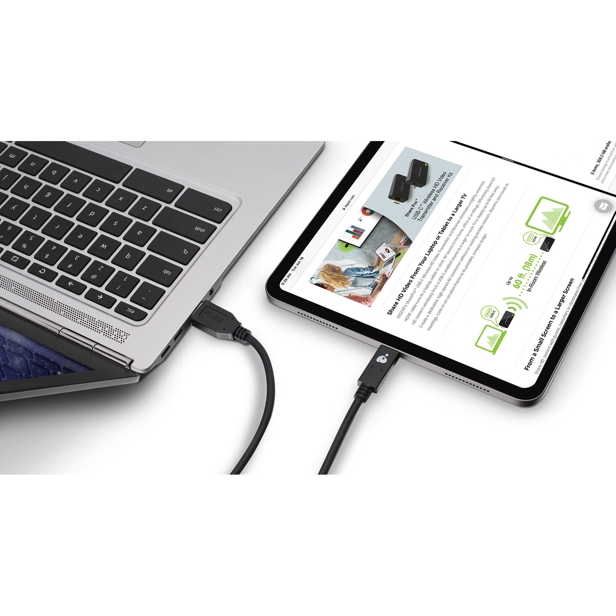 IOGEAR USB-C to USB-A 10 Gbps cable for charge sync and video connections — view 3