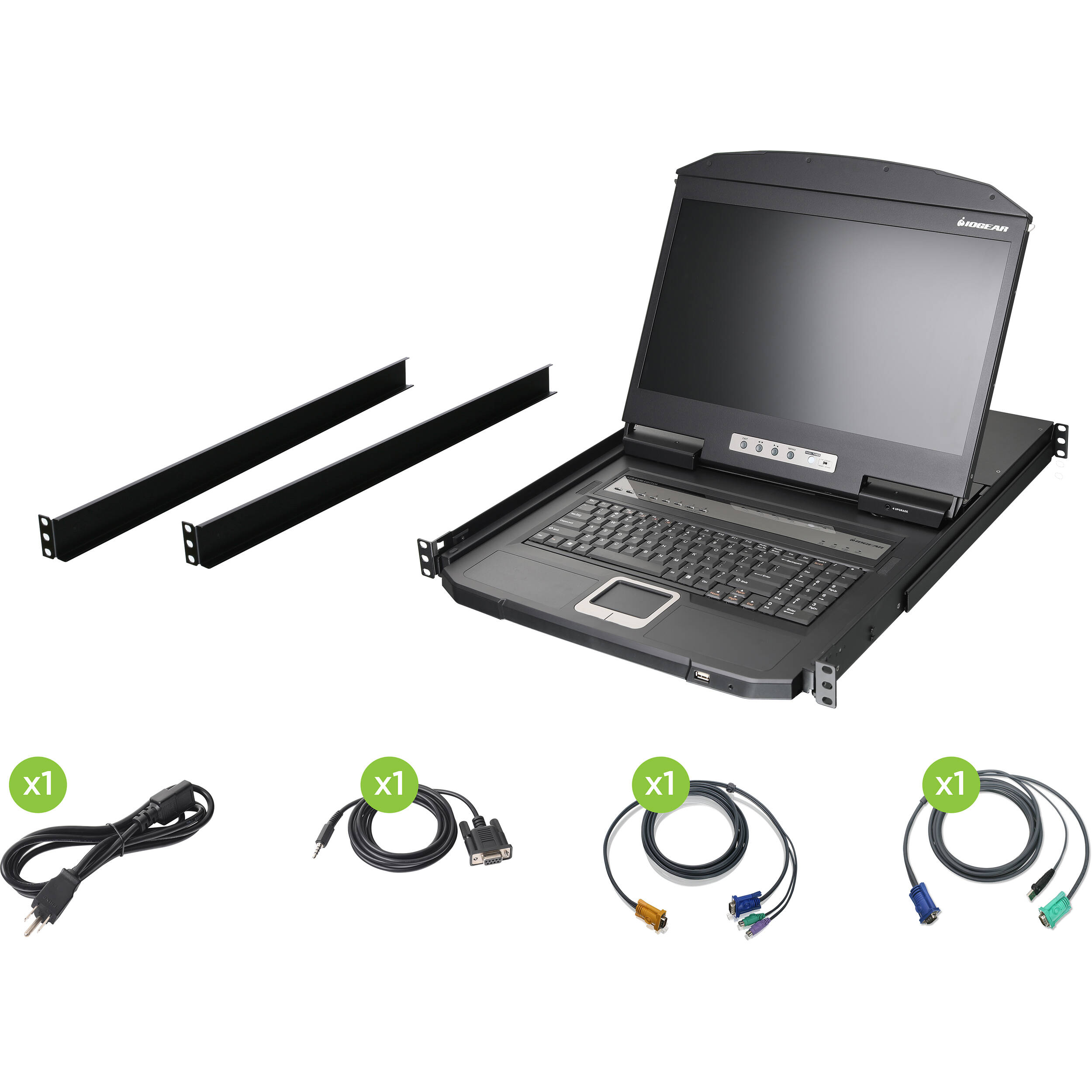 IOGEAR GCL1908W 18.5-inch widescreen LCD 8-port rack-mount KVM console — view 2