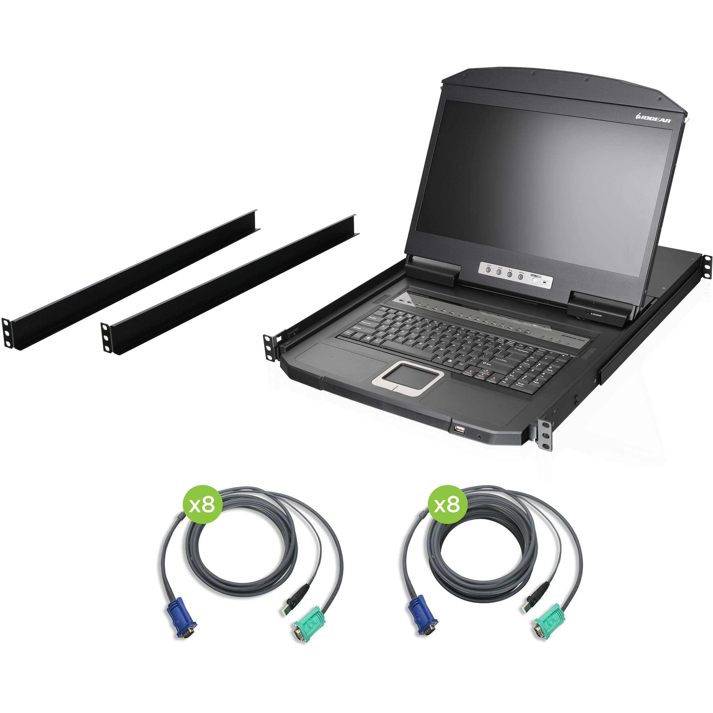 IOGEAR GCL1908WKITU 18.5-inch widescreen 8-port LCD KVM console for VGA, USB, and PS/2 systems — view 3