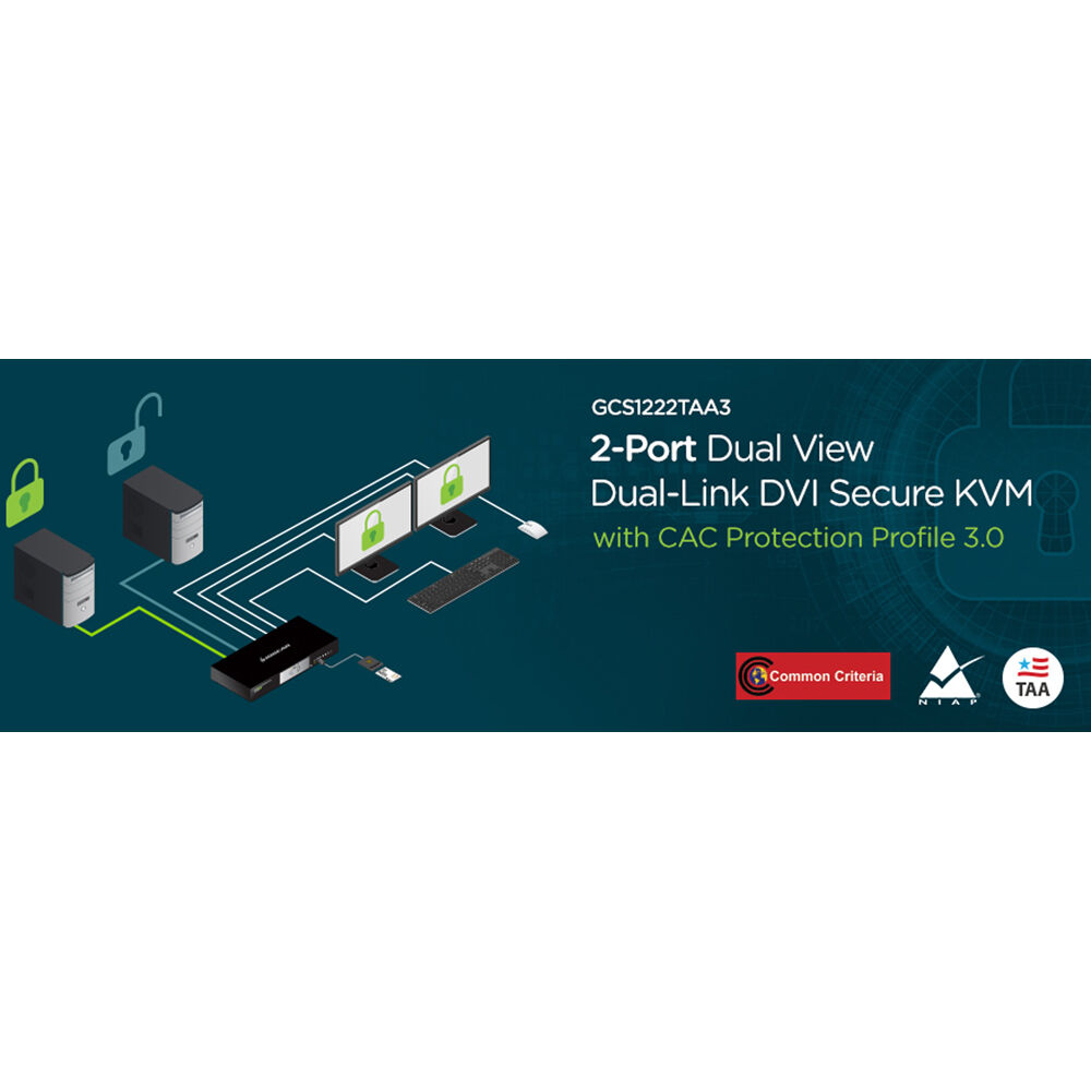 IOGEAR GCS1222TAA3 secure 2-port DVI KVM switch for controlled-access desktop use — view 6