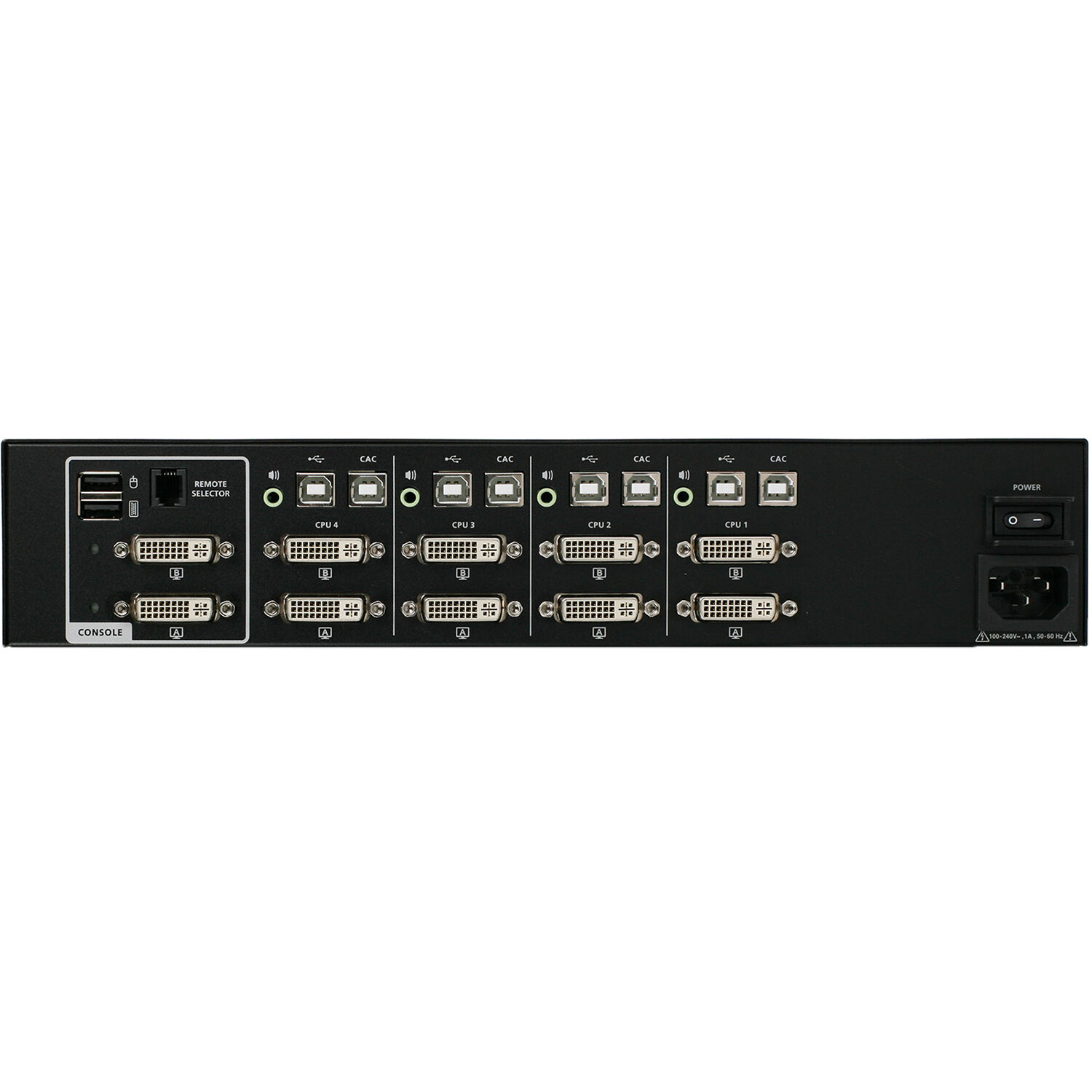 IOGEAR 4-port dual view DVI secure KVM switch with audio and CAC support, TAA compliant — view 3