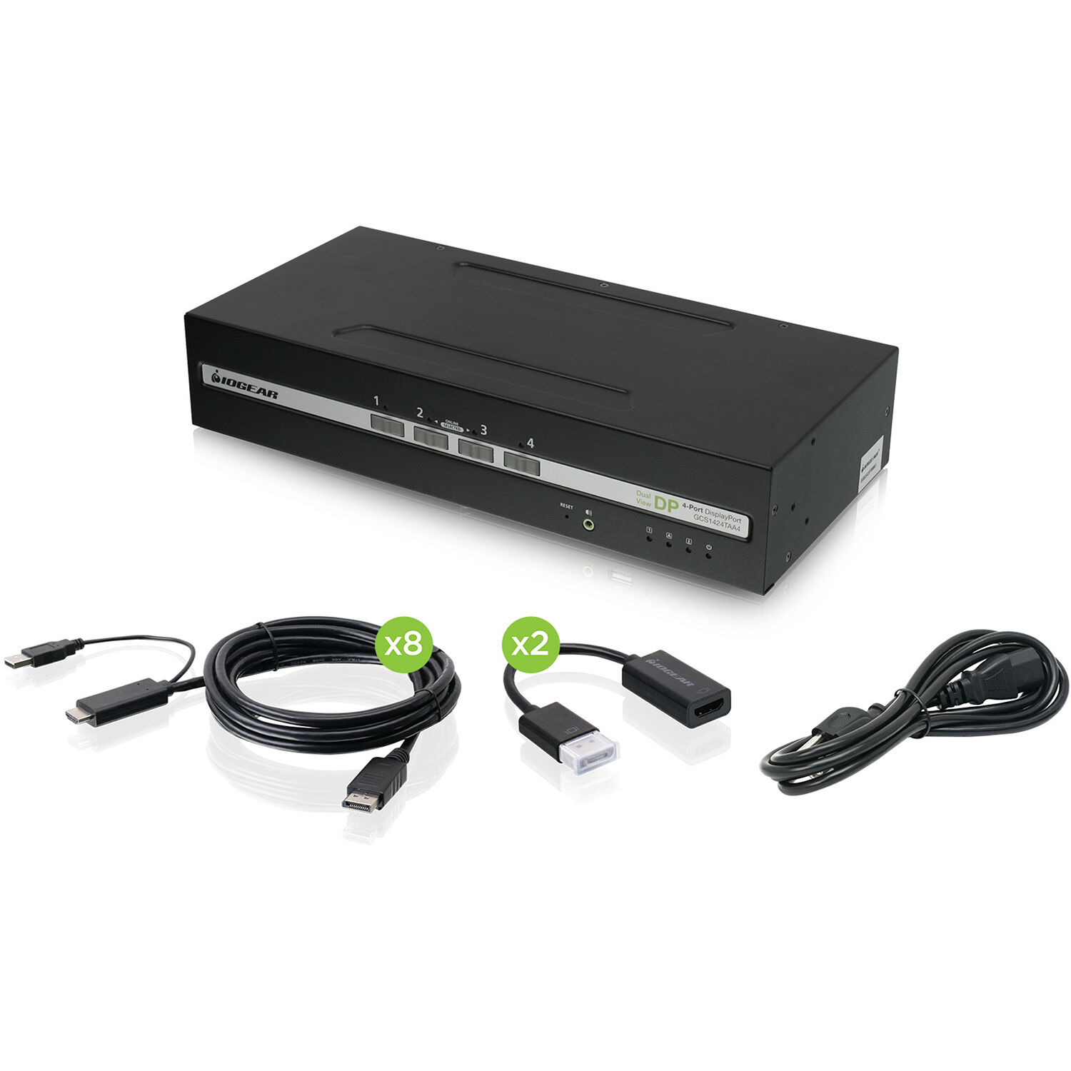 IOGEAR 4-port dual-view DisplayPort and HDMI secure KVM switch for 4K @ 30 Hz shared-console control — view 3