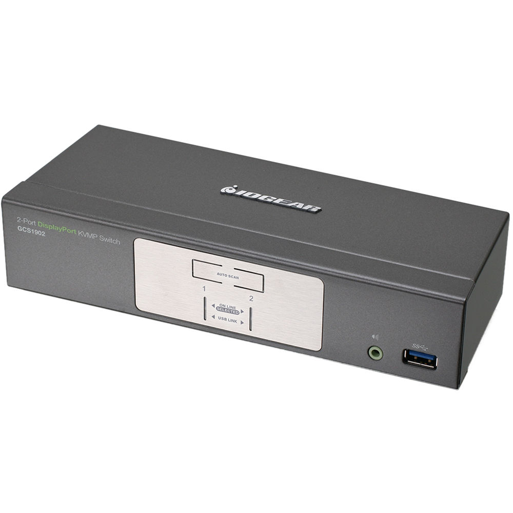 IOGEAR GCS1902 2-port DisplayPort KVMP switch with USB hub for dual-computer control — view 3