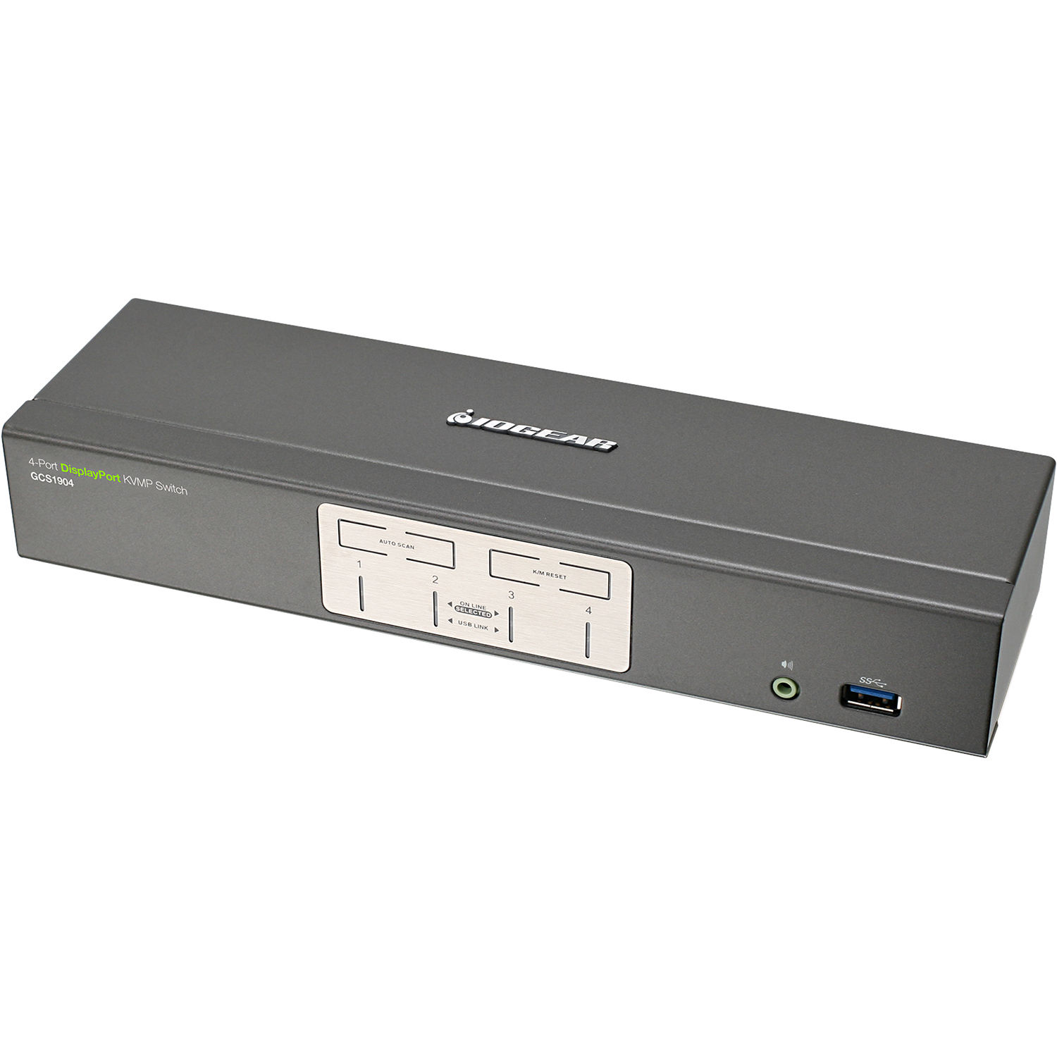 IOGEAR GCS1904 4-port DisplayPort KVMP switch with USB hub for 4K UHD multi-computer control — view 3