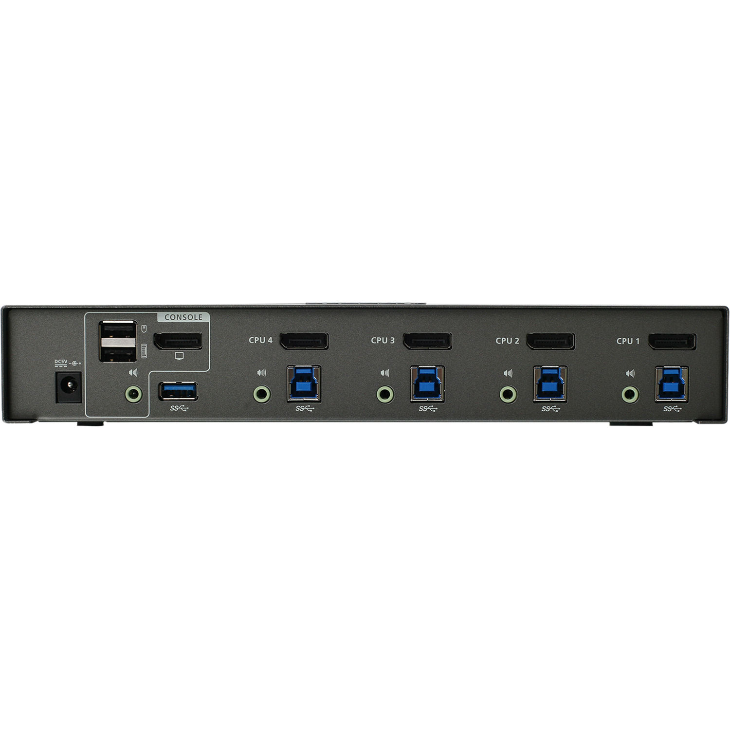 IOGEAR GCS1904 4-port DisplayPort KVMP switch with USB hub for 4K UHD multi-computer control — view 4