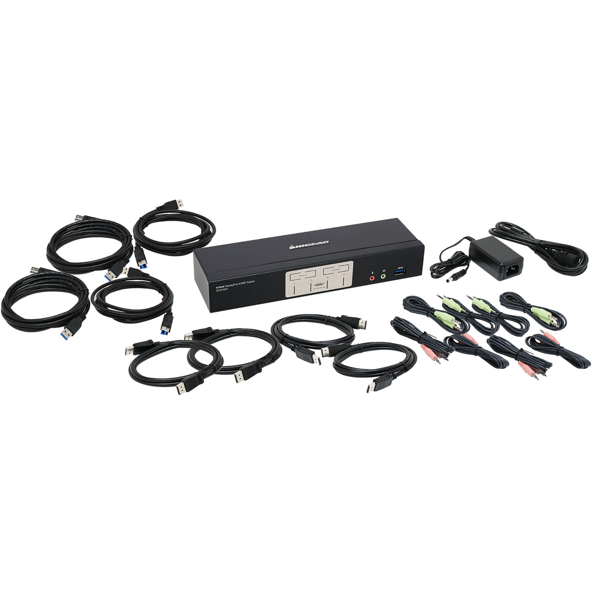 IOGEAR GCS1934-KM 4-port DisplayPort 1.2 desktop KVM switch for controlling multiple PCs — view 2