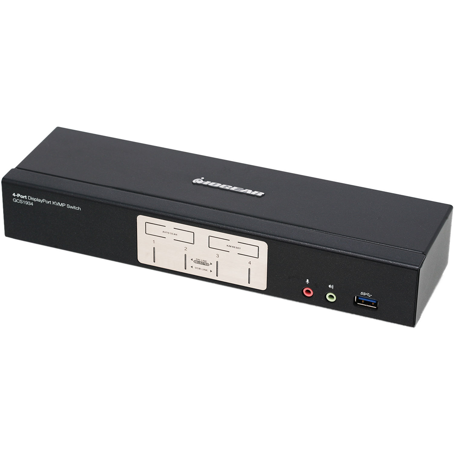IOGEAR 4-port DisplayPort 1.2 KVMP switch with USB 3.1 Gen1 hub and audio, TAA compliant — view 3
