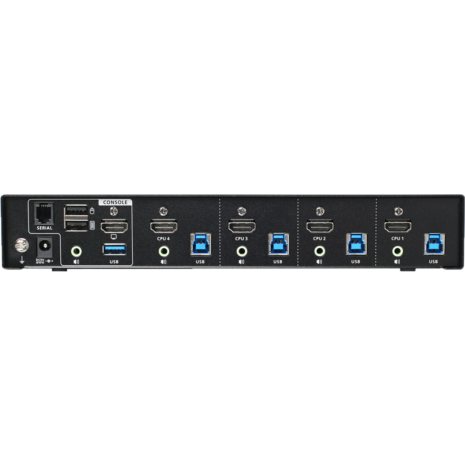 IOGEAR GCS1934H 4-port 4K HDMI USB audio KVM switch for controlling four computers — view 3