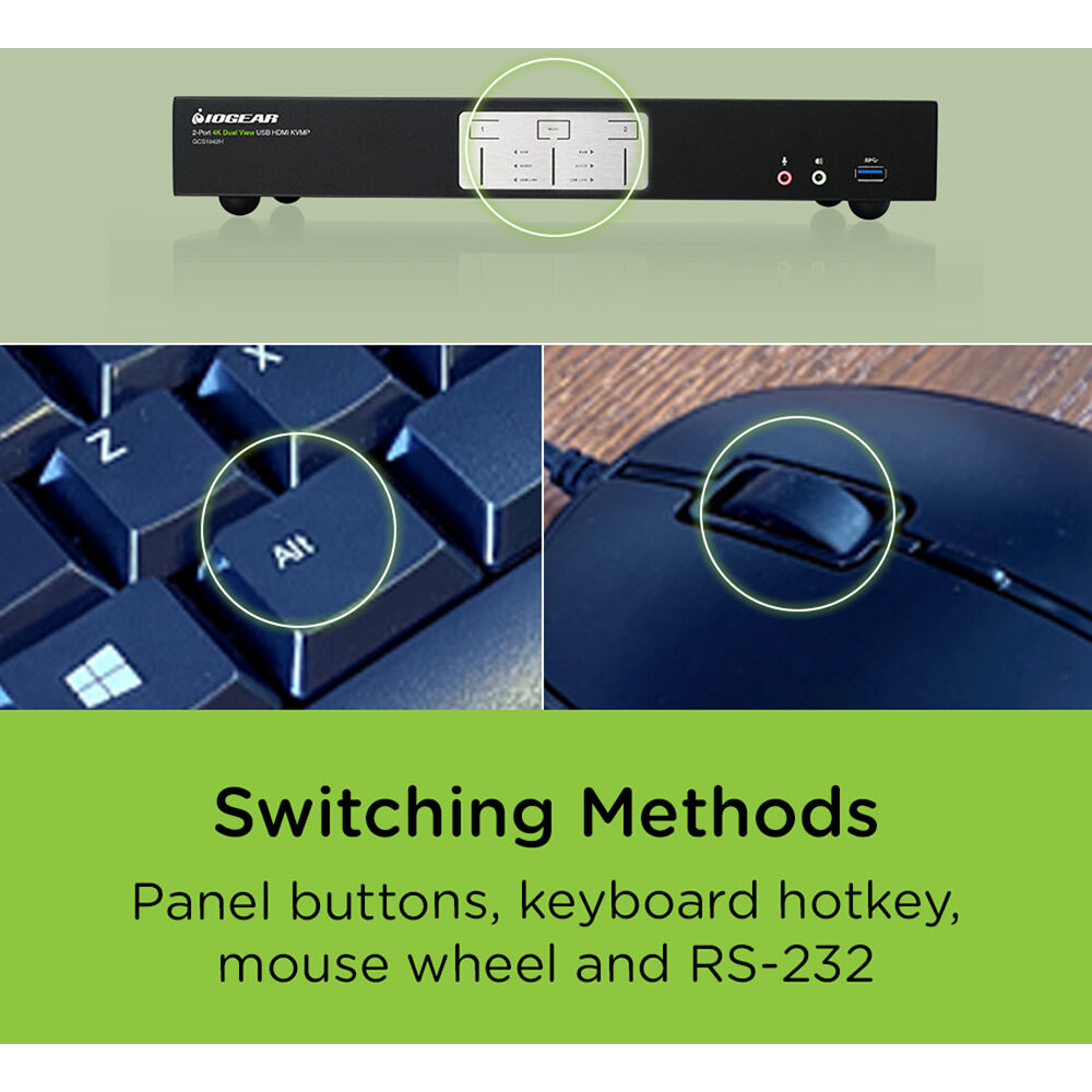 IOGEAR GCS1942H 2-port 4K dual view KVMP switch with HDMI for secure desktop control — view 10