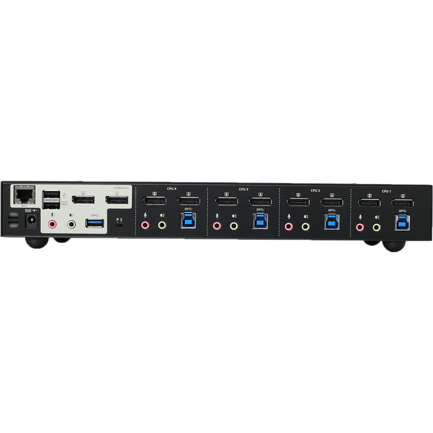 IOGEAR GCS1944 4-port 4K dual DisplayPort KVM switch for two-workstation control — view 4