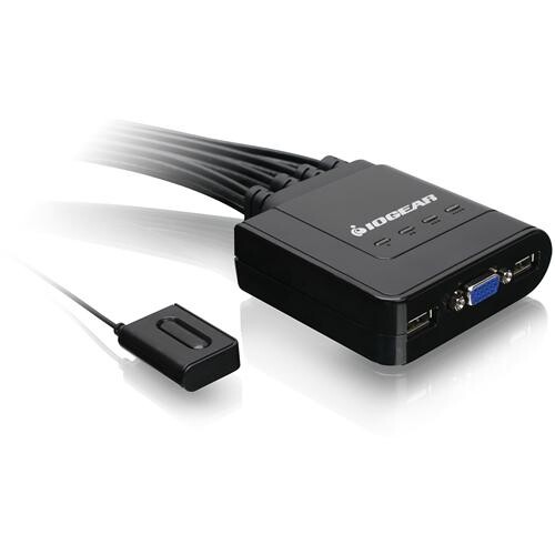 IOGEAR GCS24U 4-port USB cable KVM switch with wired remote for sharing one console across four computers — view 2