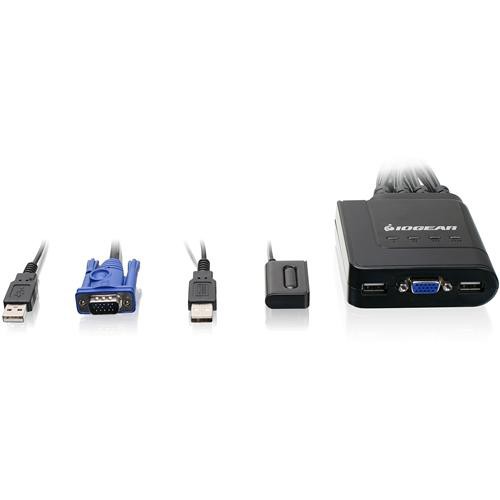 IOGEAR GCS24U 4-port USB cable KVM switch with wired remote for sharing one console across four computers — view 3