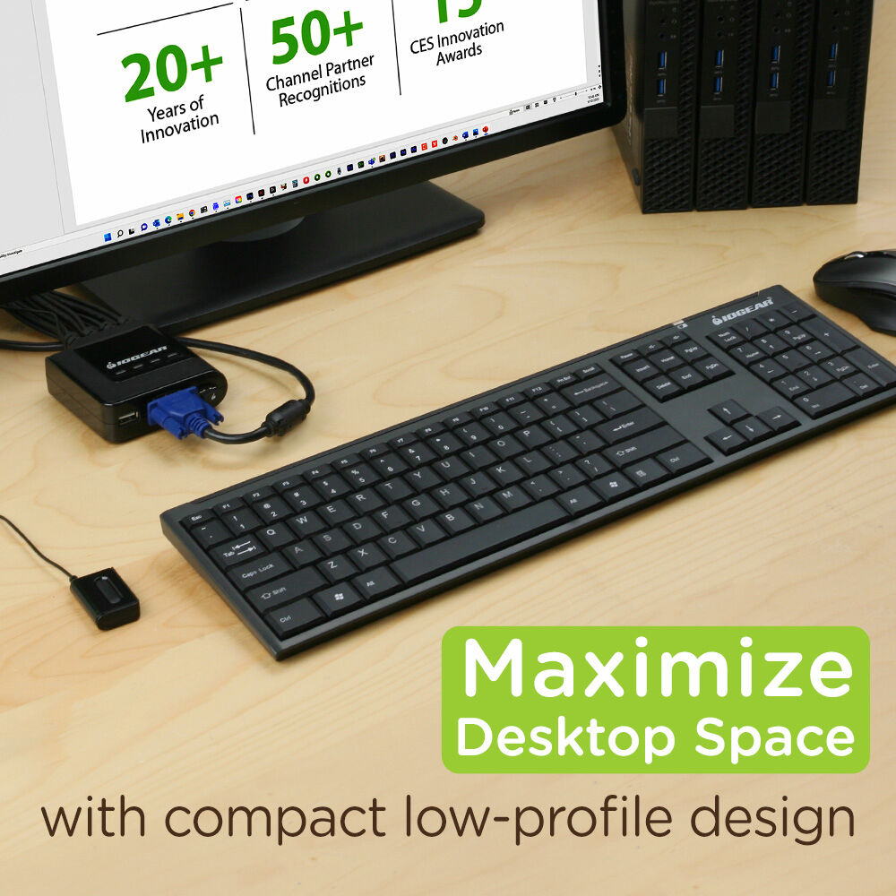 IOGEAR GCS24U 4-port USB cable KVM switch with wired remote for sharing one console across four computers — view 6