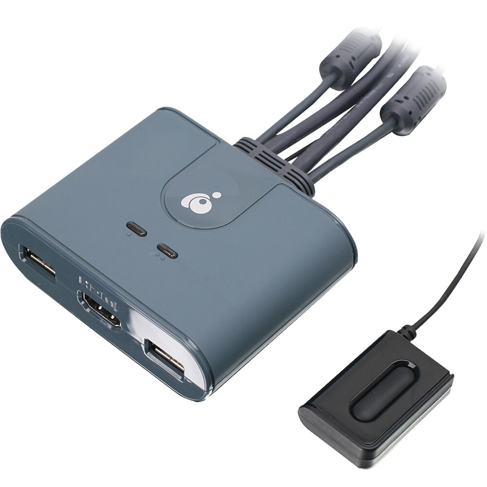 2-port Full HD KVM switch with HDMI and USB connections for sharing one monitor, keyboard, and mouse between two PCs — view 3