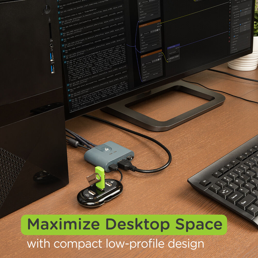 2-port Full HD KVM switch with HDMI and USB connections for sharing one monitor, keyboard, and mouse between two PCs — view 7
