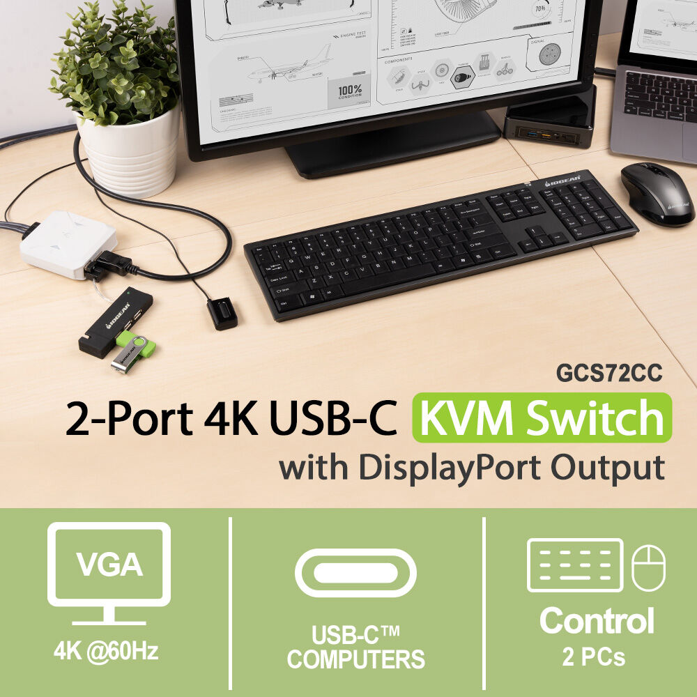 IOGEAR GCS72CC 2-port 4K USB-C KVM switch with DisplayPort output — view 6