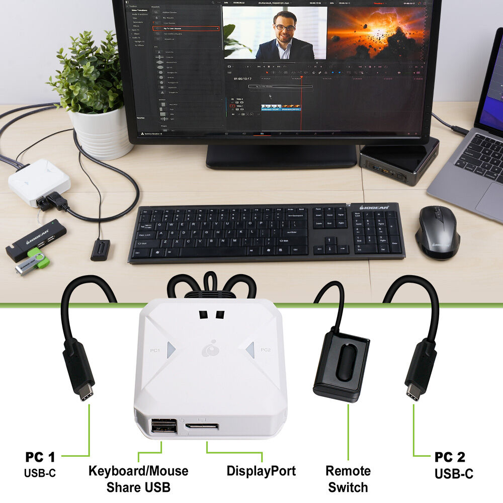 IOGEAR GCS72CC 2-port 4K USB-C KVM switch with DisplayPort output — view 7