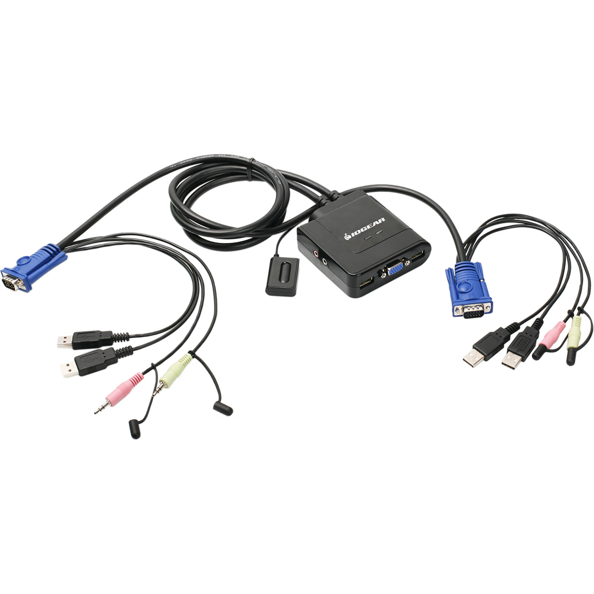 IOGEAR 2-port cable VGA KVM with DisplayPort adapters for dual-system desktop control — view 2