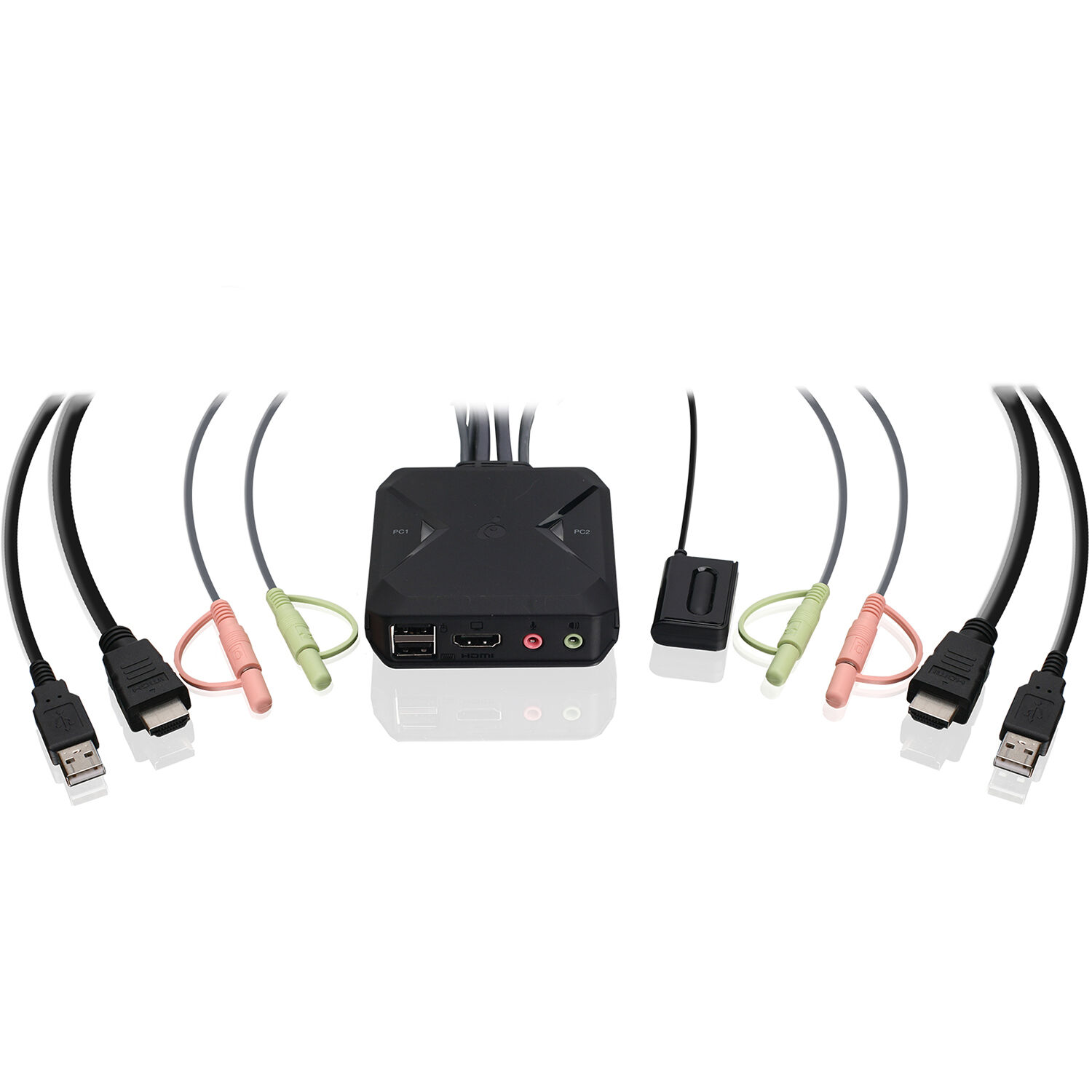 IOGEAR GCS92HU 2-port 4K HDMI KVM switch for sharing one monitor, keyboard, and mouse between two PCs — view 4