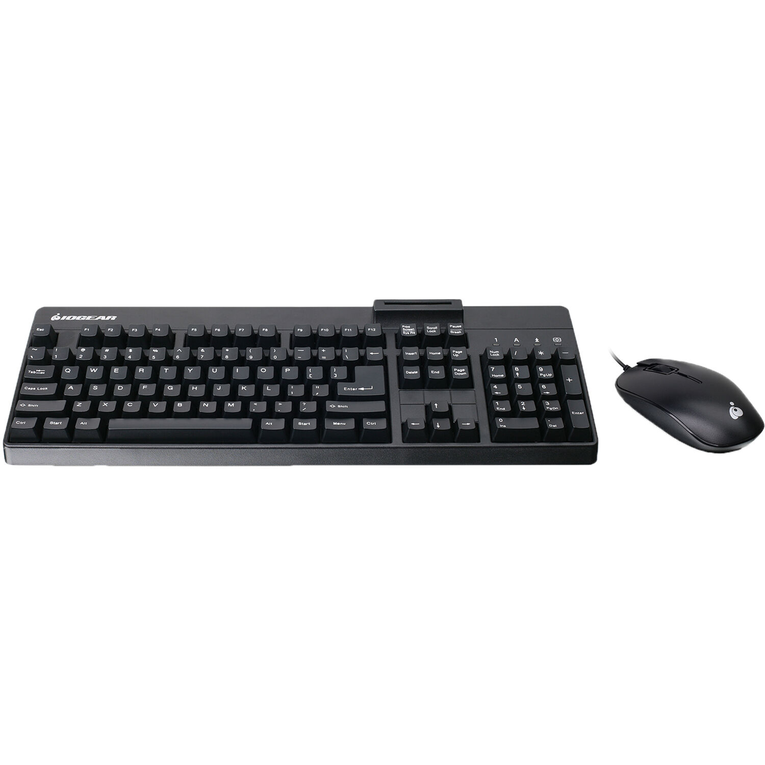 IOGEAR TAA-compliant keyboard and mouse set with 104-key keyboard, built-in CAC reader, and 3-button mouse — view 2