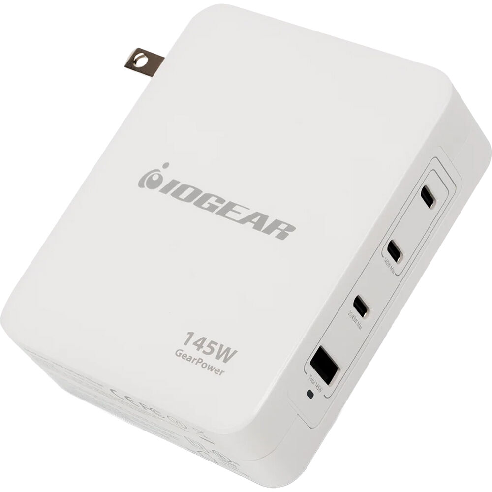IOGEAR GearPower 145W multiport GaN wall charger with USB-C cable included — view 3