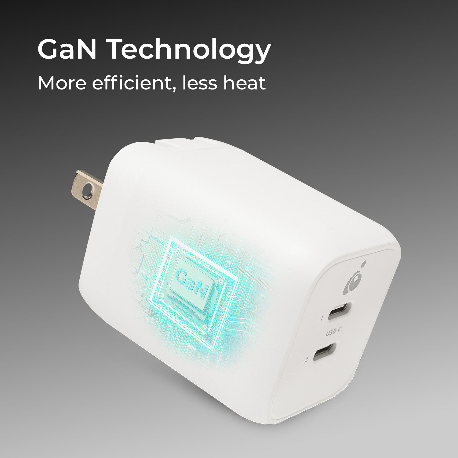 IOGEAR GearPwr Dual USB-C 65W GaN wall charger with included USB-C cable — view 5