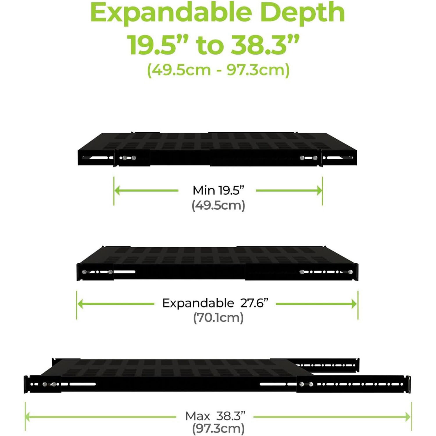 IOGEAR GRSH01 adjustable depth vented fixed shelf for rack-mounted equipment — view 9