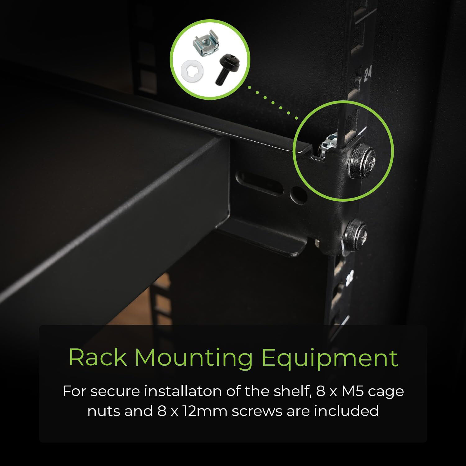 IOGEAR GRSH02 adjustable depth fixed server rack cabinet shelf for heavy-duty equipment support — view 9